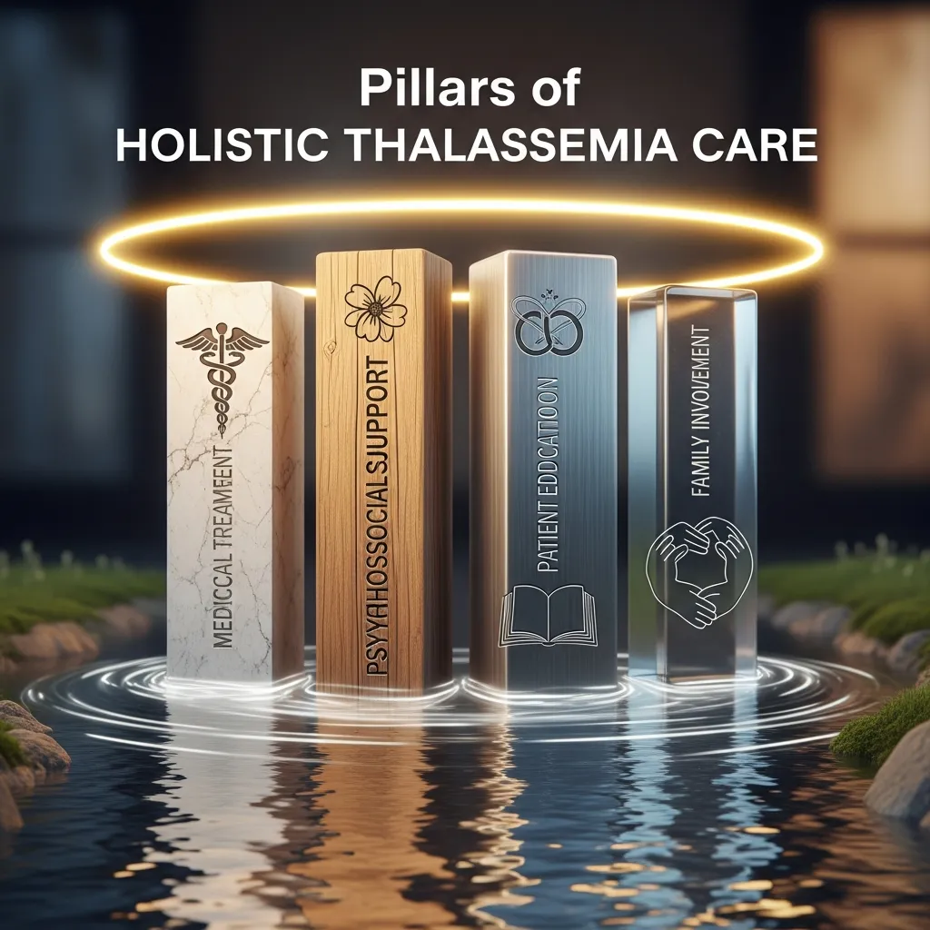 Holistic thalassemia care pillars.