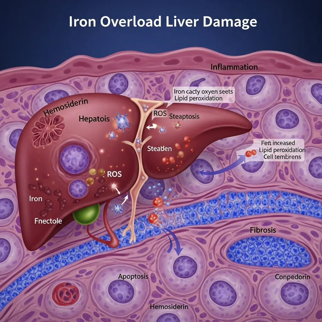 Iron overload liver damage